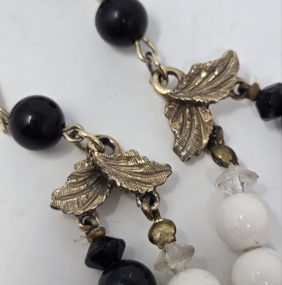 VINTAGE ART ARTHUR PEPPER BLACK & WHITE BEAD DOUBLE STRAND NECKLACE JEWELRY - Picture 14 of 14